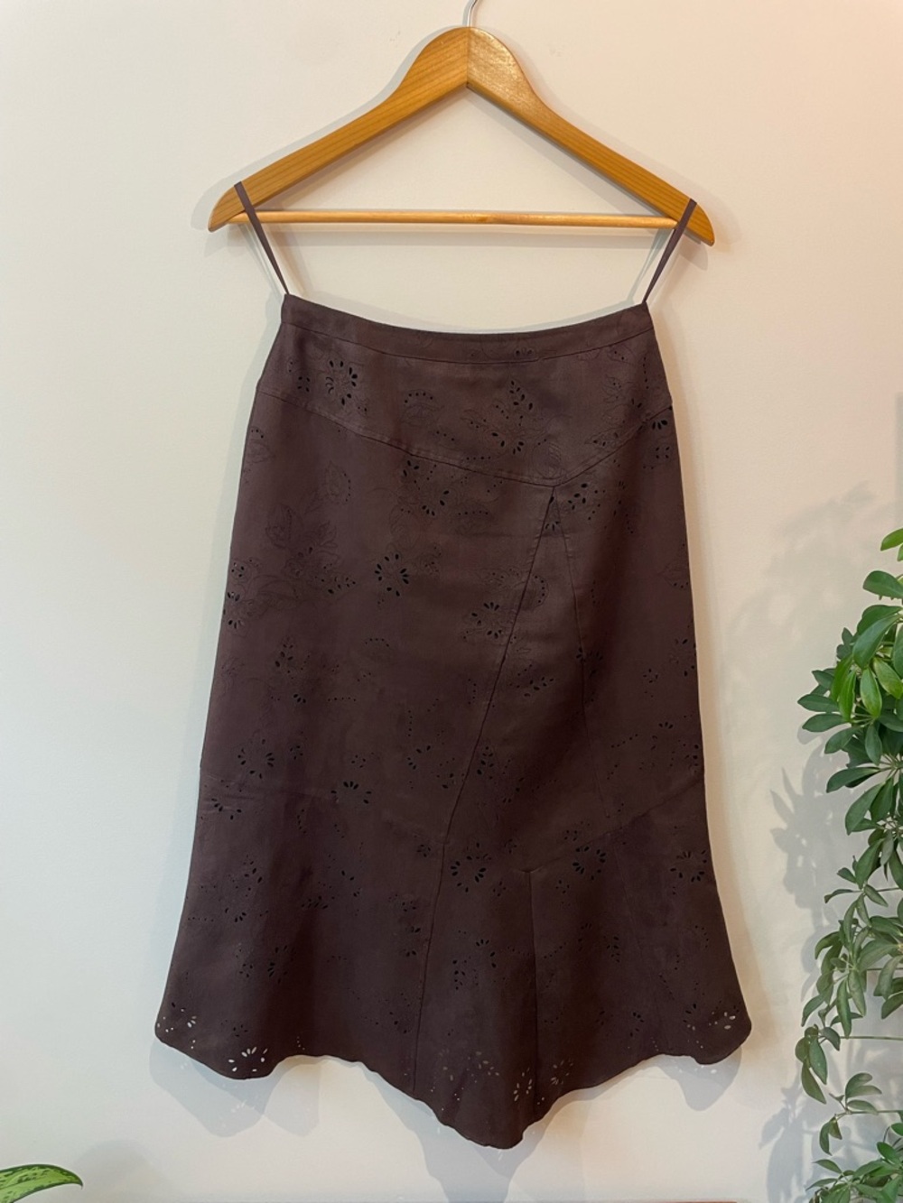cleo Chocolate Brown Eyelet A-Line Skirt